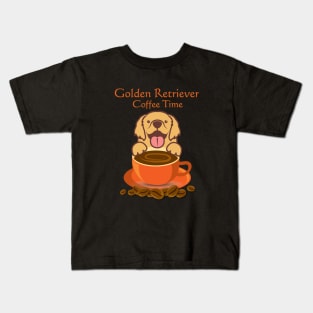 Golden Retriever Coffee Time Kids T-Shirt